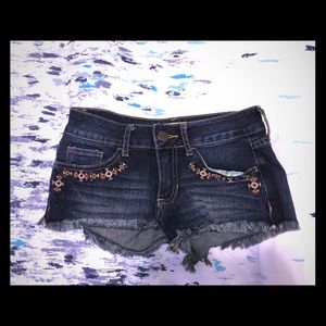 Embroidered jean shorts